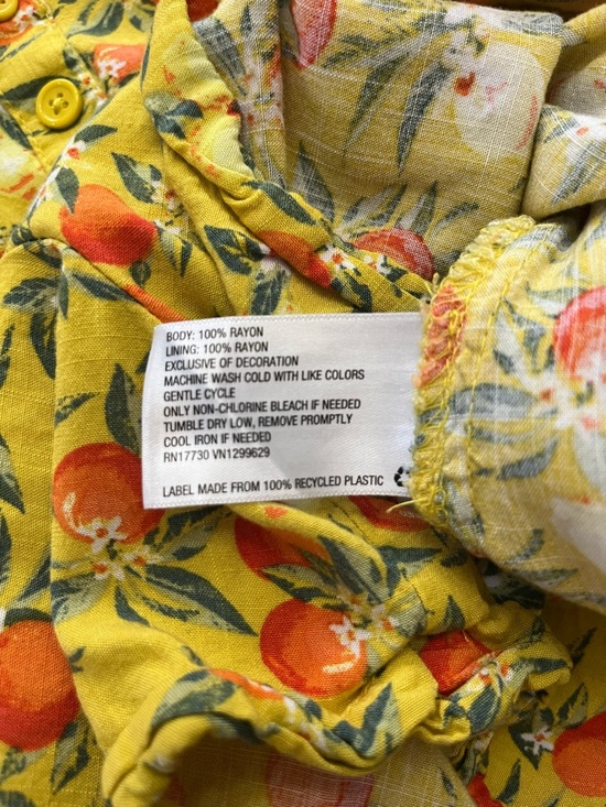 Wild Fable Romper Yellow with Orange Fruit Print, Feminine, Fitted, Cute, Small - Picture 4 of 6